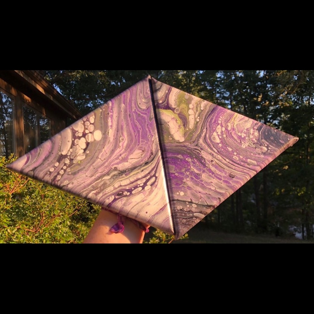 Original fluid art painting set of 2 6x6inch triangles “Contaminated”
